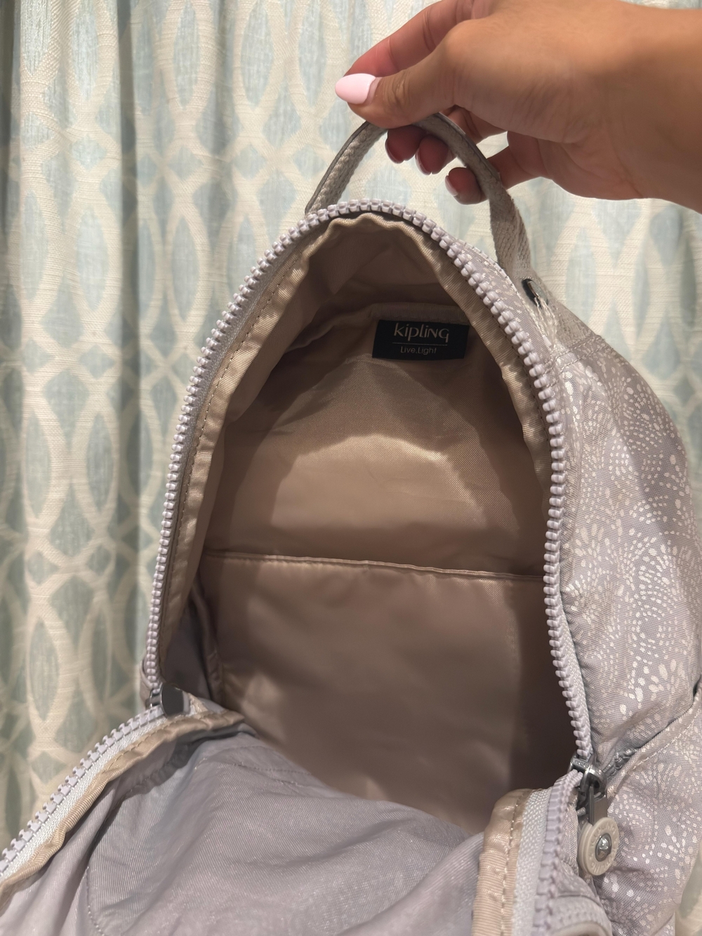 Kipling Light Gray Patterned Small Backpack - Picture 3 of 3